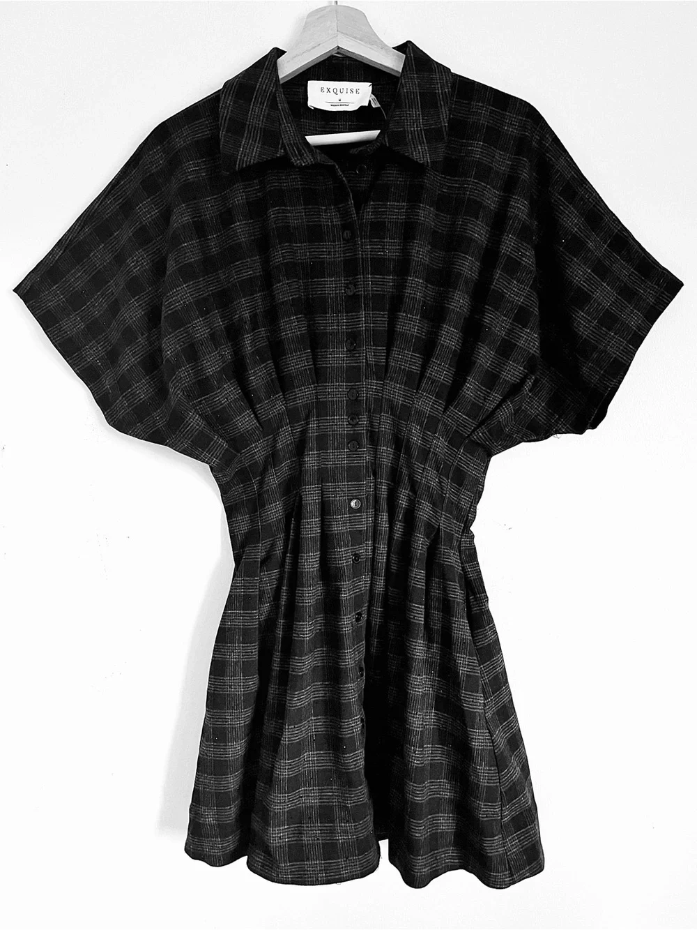 NWT Anthropologie Exquise Tobie Plaid Diamonte Mini Shirt Dress M